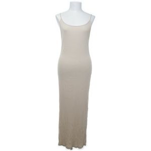 H&M Ribbed Maxi Dress with Side slit in Beige